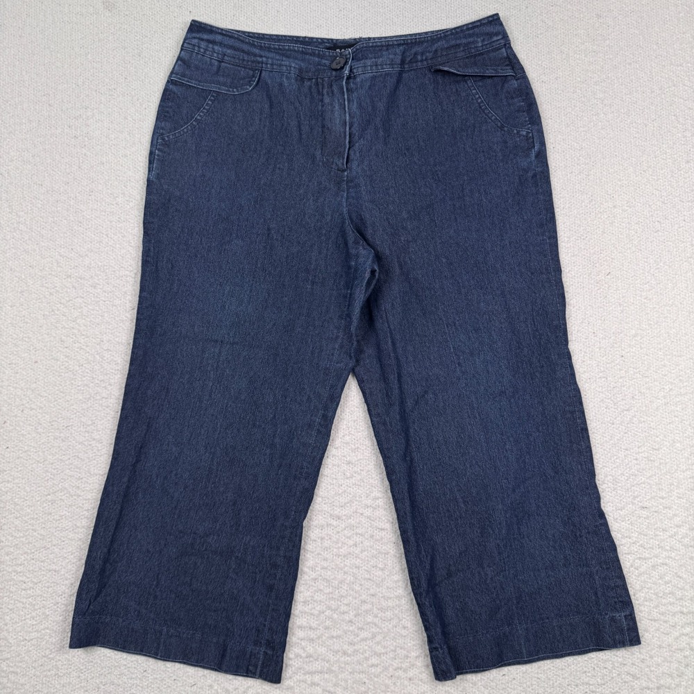 Sandro Sportswear Pants Womens‎ 6 Capri Cropped Wide Leg Mid Rise Denim Blue